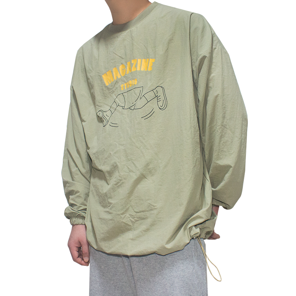 나일론 매거진 프린팅 루즈핏 맨투맨 티셔츠